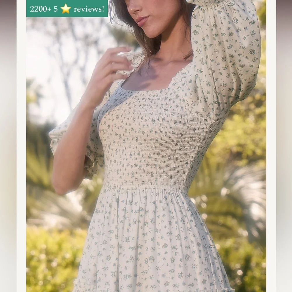 Ivy City Co. Madeline Dress 1X – Floral Smocked Puff Sleeve Midi NWT Retail $158 - Picture 2 of 10